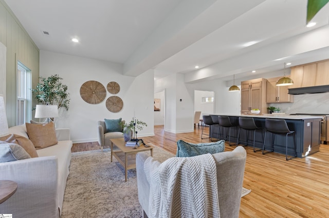 living room featuring light hardwood / wood-style flooring