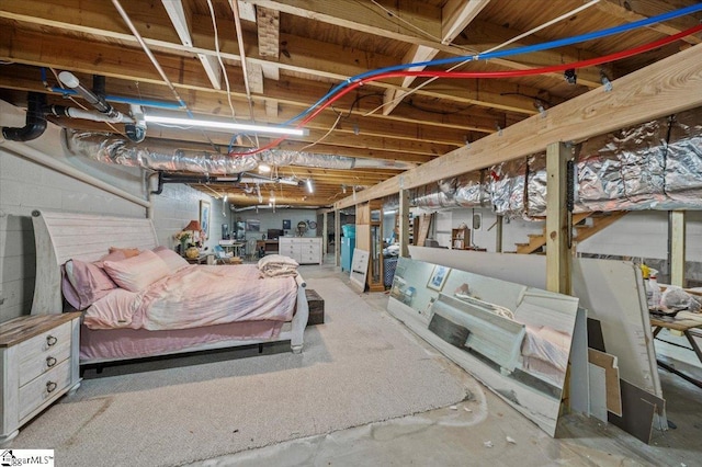 bedroom with concrete floors