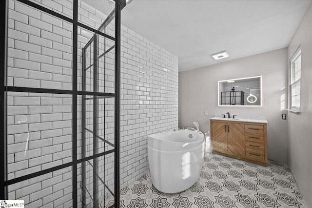 bathroom featuring tile patterned floors and vanity