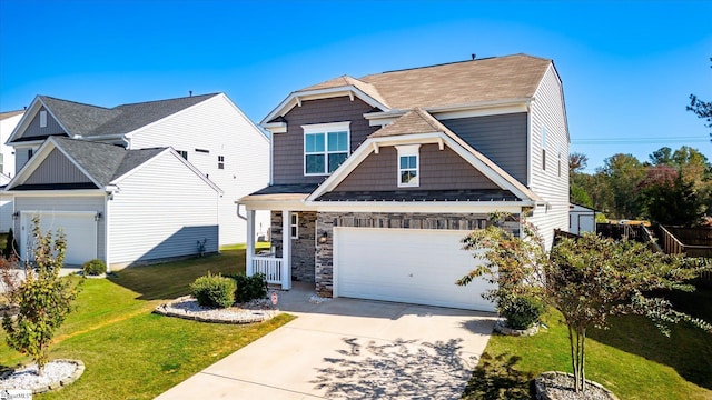 view of front of house featuring a garage and a front yard