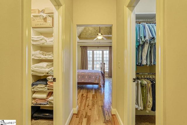 hallway featuring light wood-type flooring