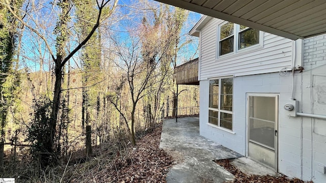 view of side of property featuring a patio area