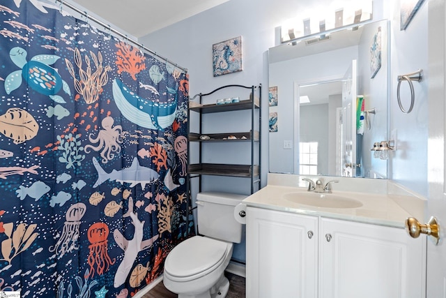 bathroom featuring toilet and vanity