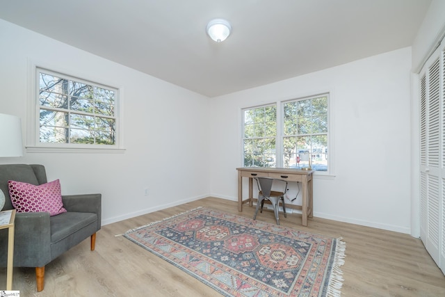 living area featuring light wood-type flooring