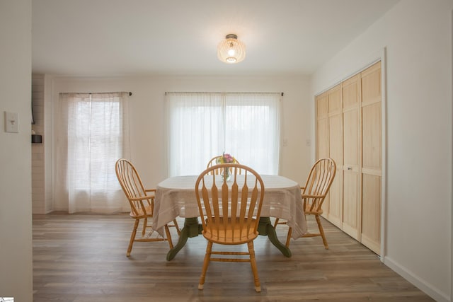 dining space featuring hardwood / wood-style floors