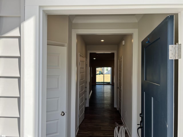 hall featuring dark hardwood / wood-style flooring