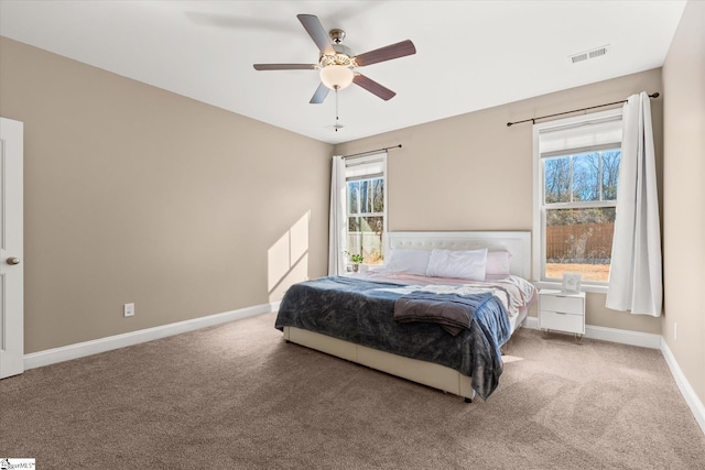 bedroom with carpet and ceiling fan