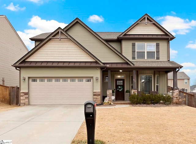 craftsman inspired home featuring a garage