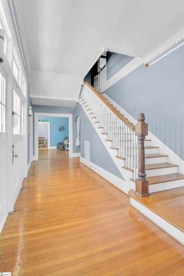 entrance foyer with wood-type flooring