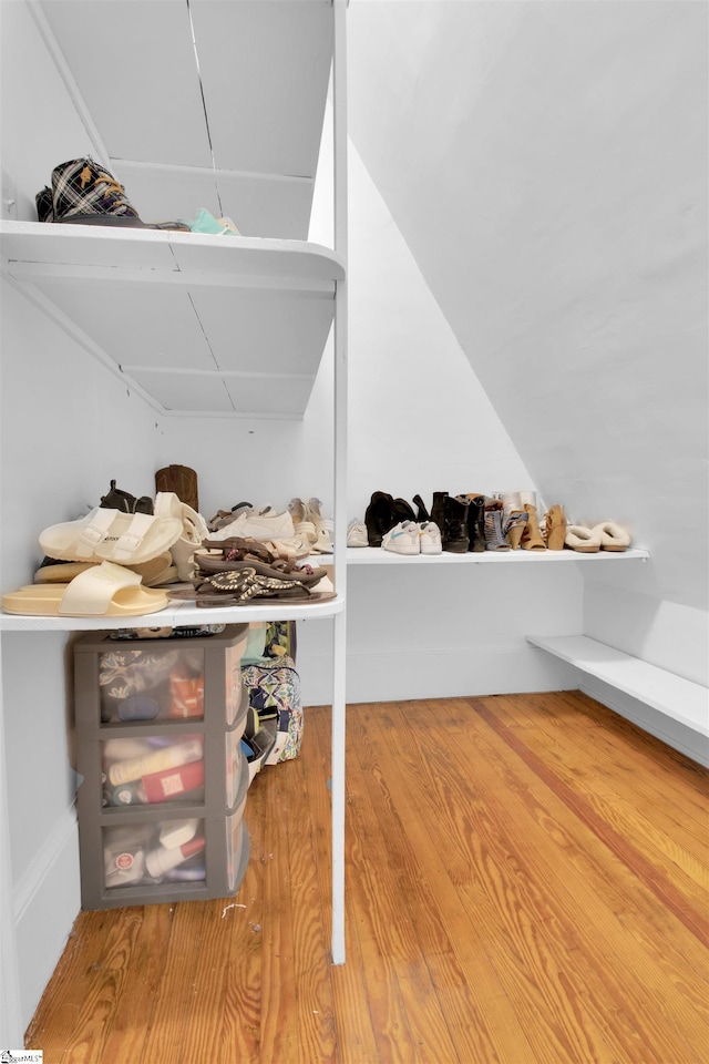 spacious closet with hardwood / wood-style floors