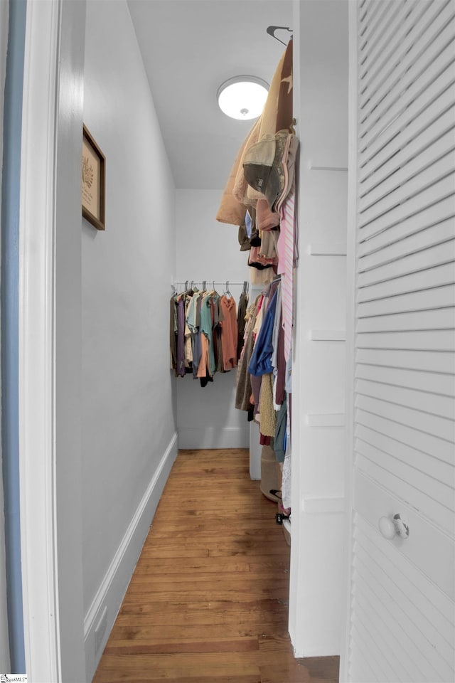 spacious closet with hardwood / wood-style floors