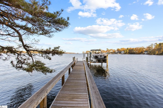 view of dock featuring a water view