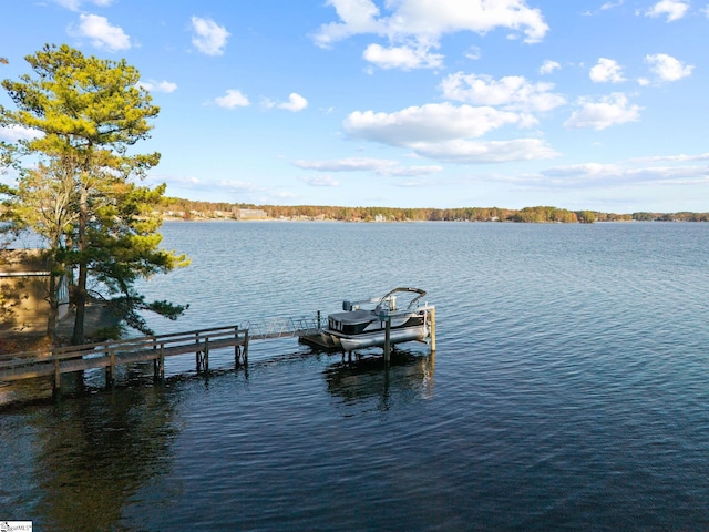 dock area featuring a water view