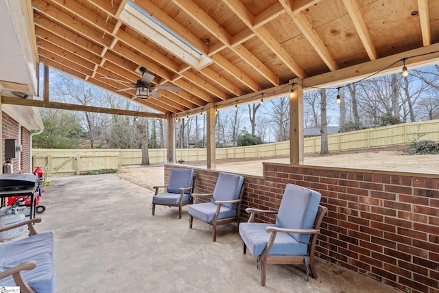 view of patio with ceiling fan