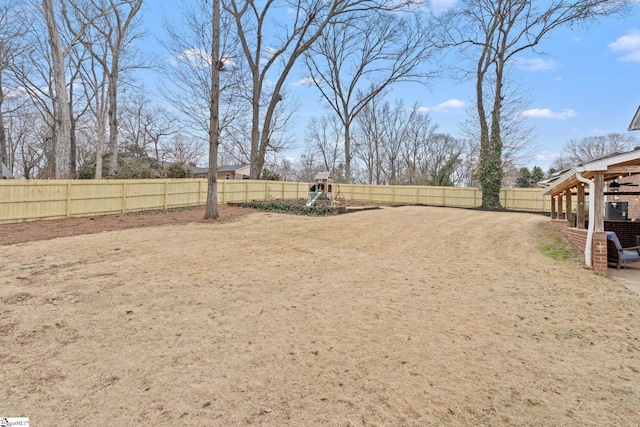 view of yard featuring a playground