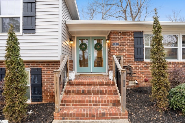 property entrance featuring french doors