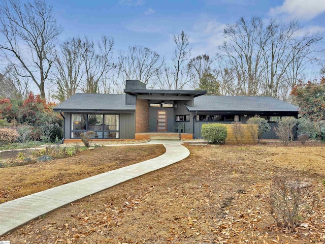 view of prairie-style home