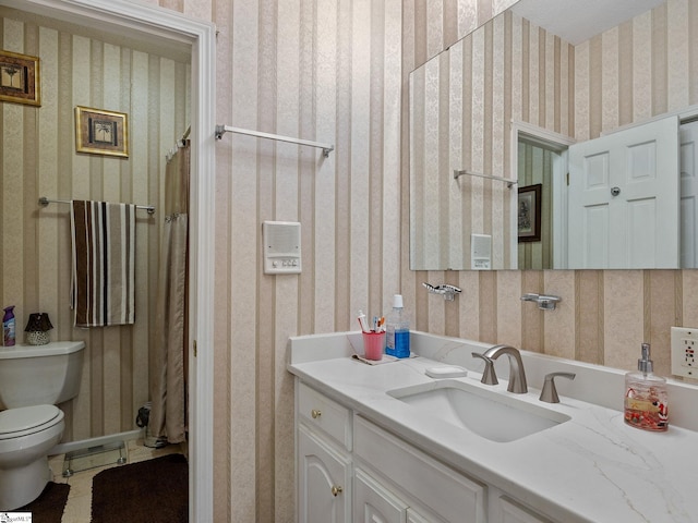 bathroom with toilet and vanity