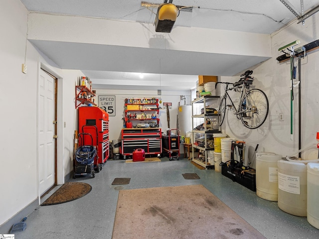 garage featuring a workshop area