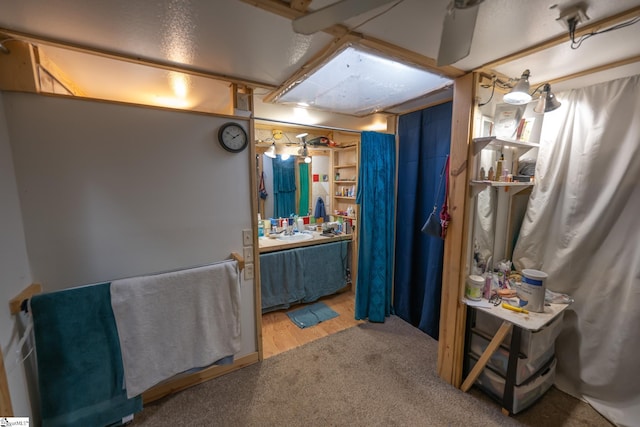 bathroom featuring sink and hardwood / wood-style floors