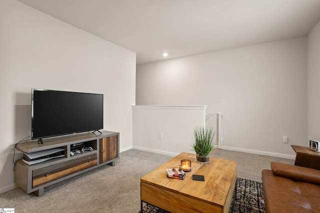 living room featuring carpet