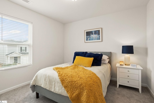 bedroom featuring multiple windows and carpet flooring