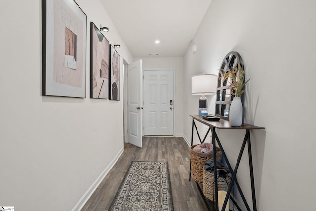 hall featuring wood-type flooring