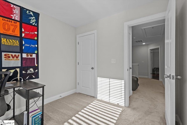 office area with light colored carpet