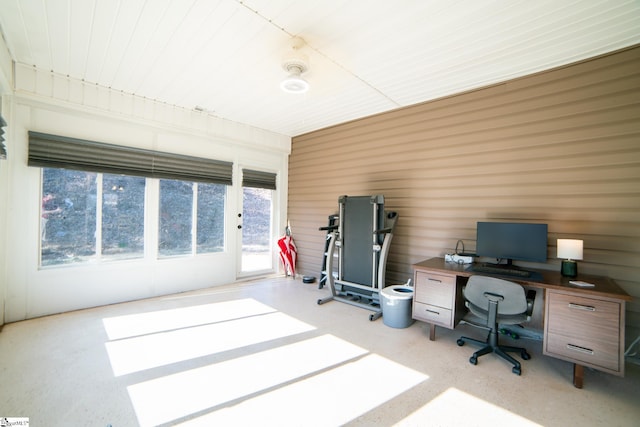 office with wooden walls