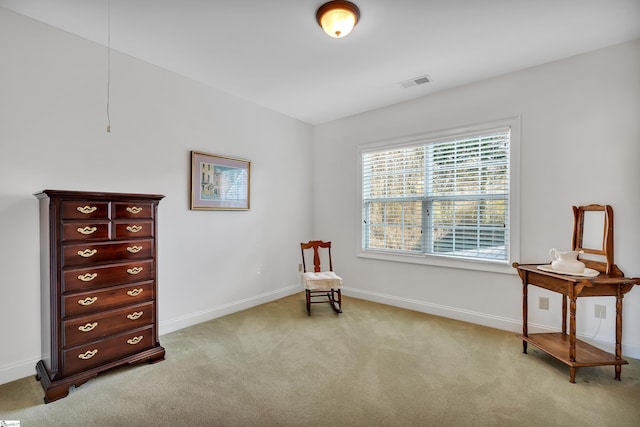 sitting room with light carpet