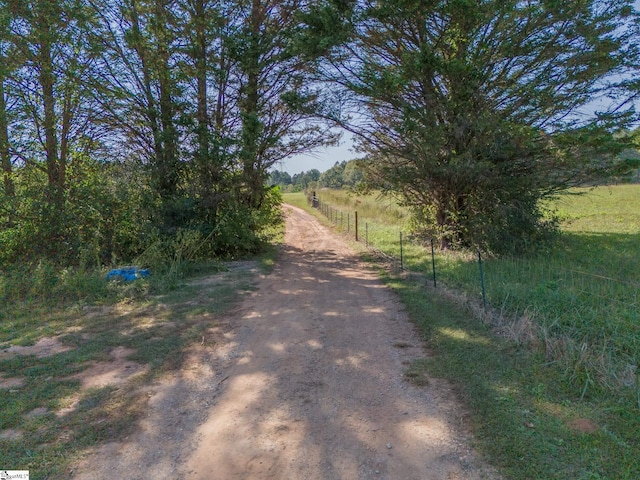 view of road featuring a rural view