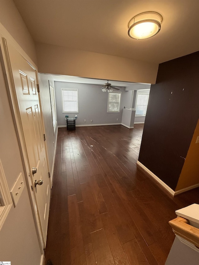 hall featuring dark wood-type flooring