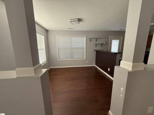 interior space featuring dark hardwood / wood-style floors