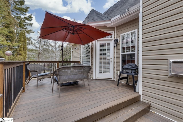 deck featuring area for grilling