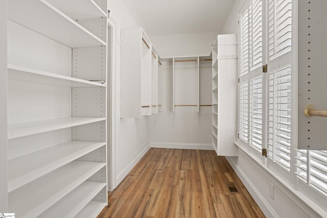 spacious closet with wood-type flooring