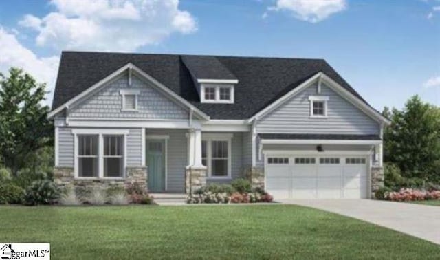 craftsman-style house with a garage and a front yard