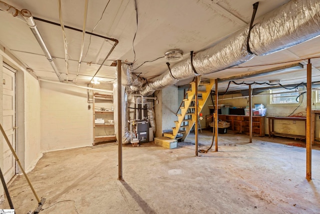 basement with heating unit