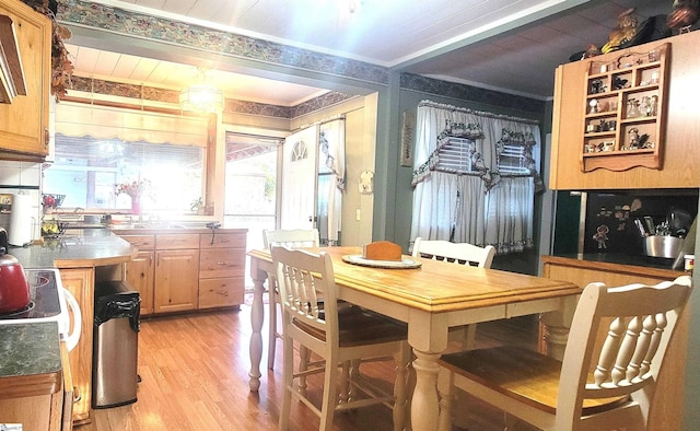 dining area with light hardwood / wood-style floors