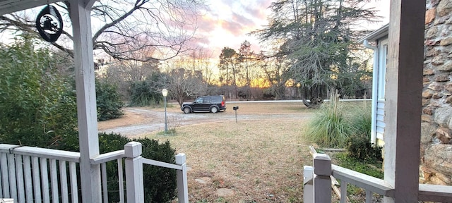 view of yard at dusk