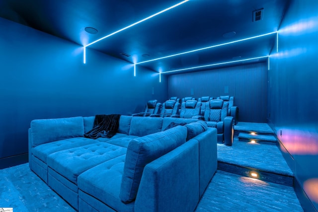 view of carpeted home theater