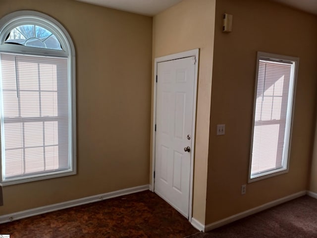 view of carpeted foyer