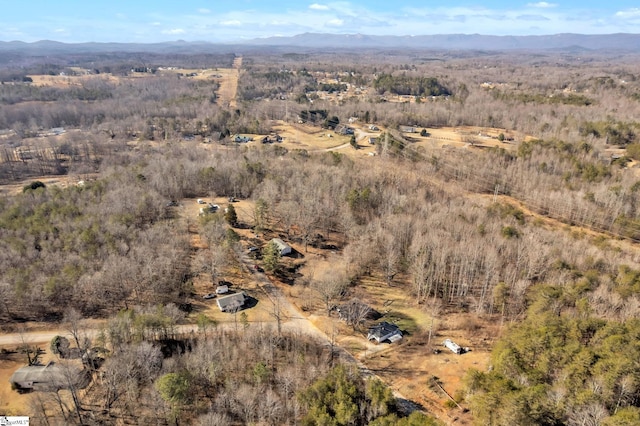 drone / aerial view featuring a mountain view