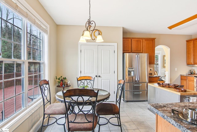 view of tiled dining area