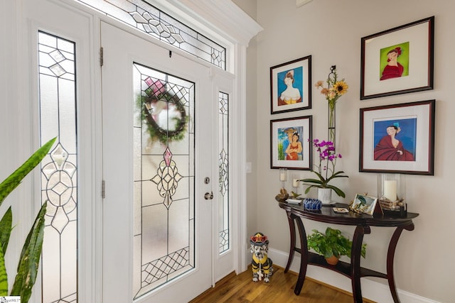 foyer with hardwood / wood-style floors