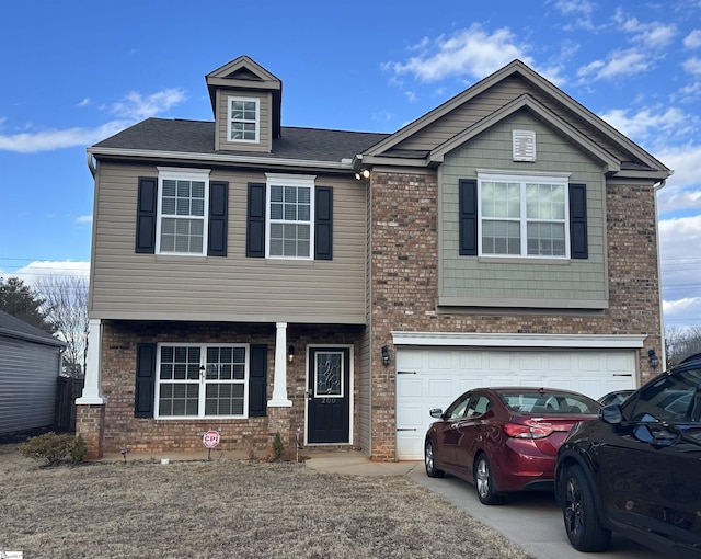 view of front of house with a garage