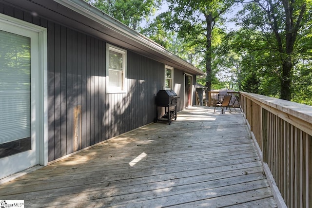 deck featuring grilling area