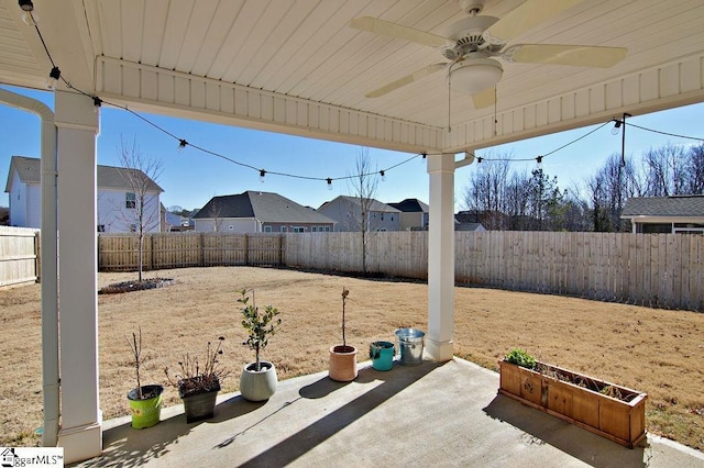 view of patio / terrace with ceiling fan