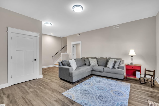 living room featuring light hardwood / wood-style floors