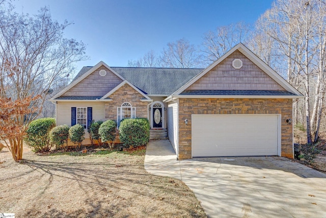 single story home with a garage