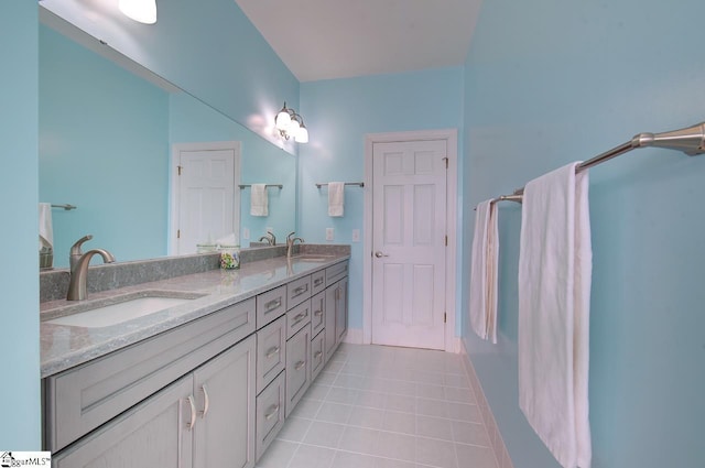 bathroom with tile patterned floors and vanity